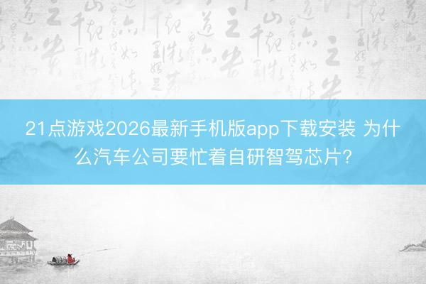 21点游戏2026最新手机版app下载安装 为什么汽车公司要忙着自研智驾芯片?