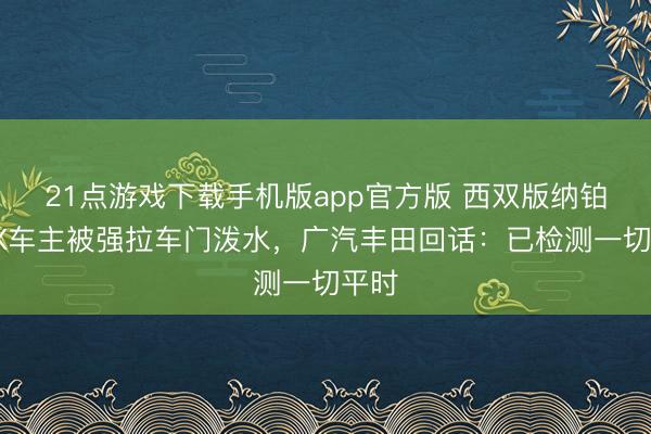 21点游戏下载手机版app官方版 西双版纳铂智3X车主被强拉车门泼水，广汽丰田回话：已检测一切平时